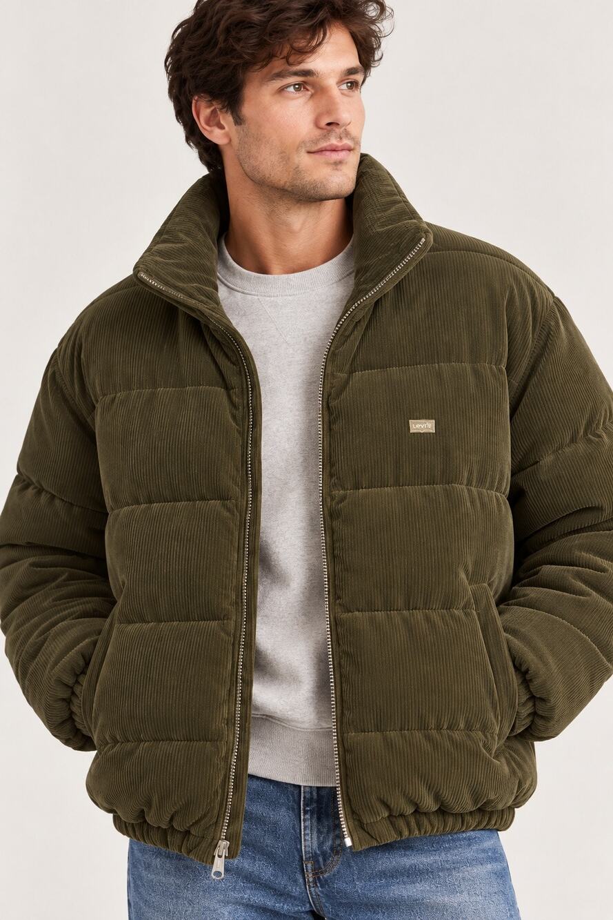 Levi’s Olive Corduroy Puffer Jacket | XXL | Cozy Winter Layer
